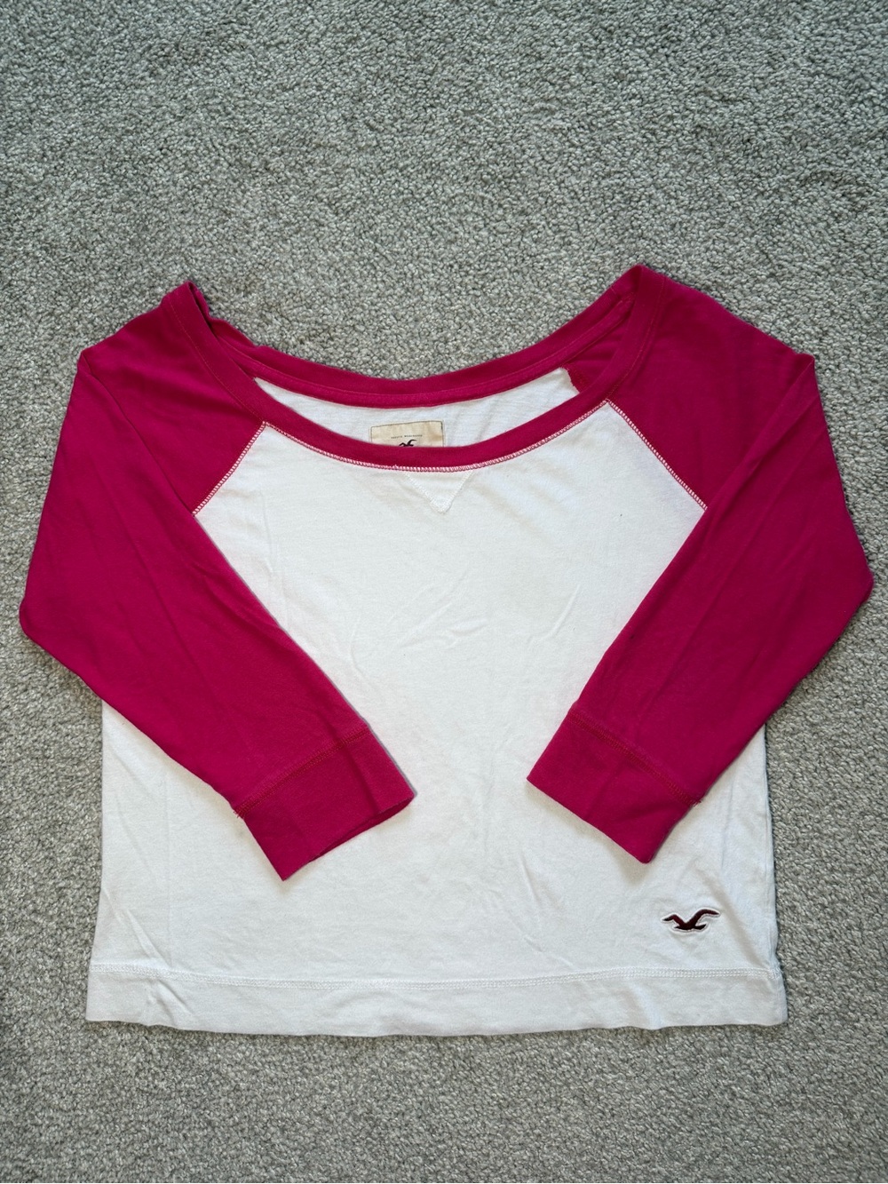 Hollister Pink & White Raglan T-Shirt